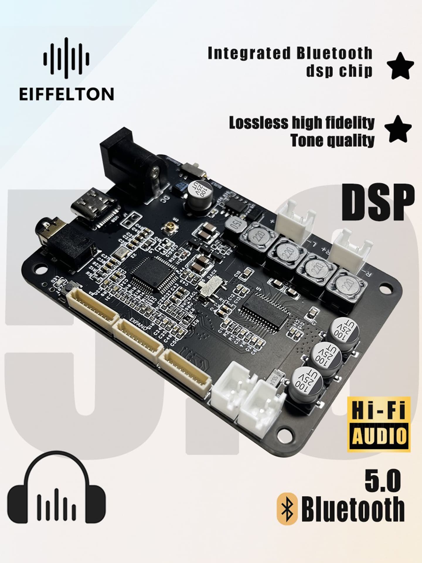 DSP Bluetooth 5.0 Amplifier Board Module Electronic Crossover HiFi Sound Quality TWS Pairing Subwoofer 2.0/1.1