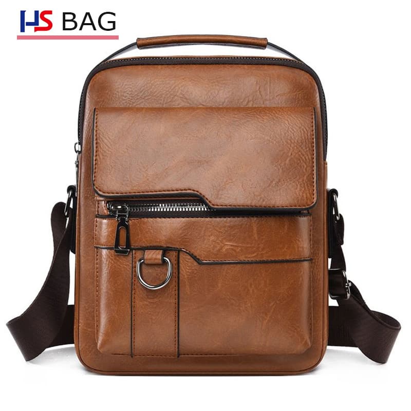 Men's shoulder bag PU leather new crossbody bag business casual bag Korean version multi-layer men's backpack business work bag