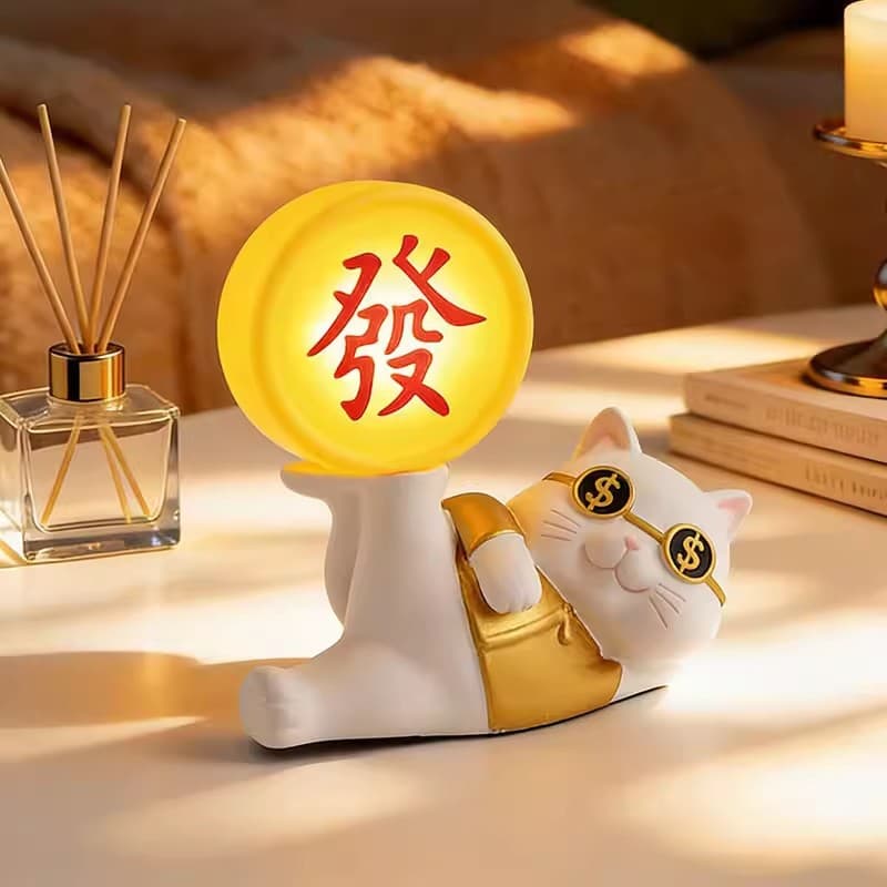 Creative cartoon cute money cat night light bedroom room bedside lamp entrance living room desktop decoration ornaments
