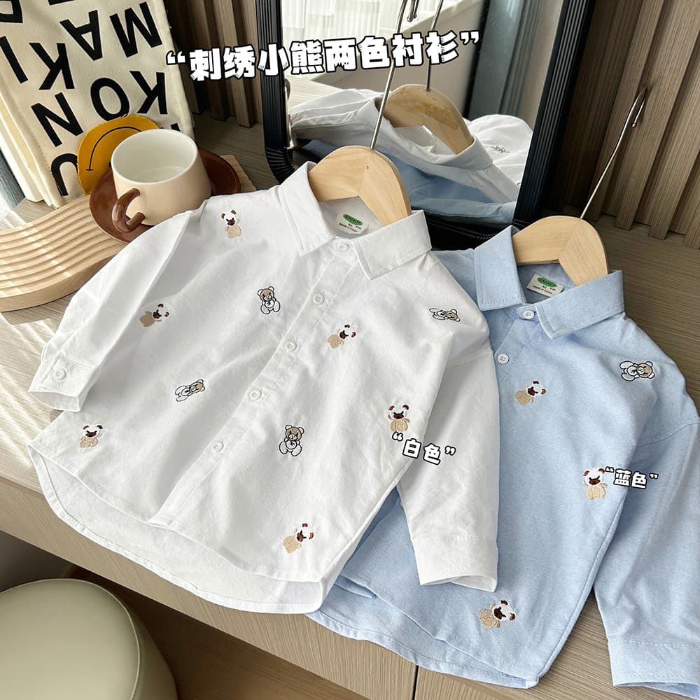 Children's Cartoon Shirt Spring Autumn Baby Top Lapel 2023 New Korean Style Kids Full Print Boys Long Sleeve Shirt