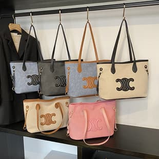 2025 Color-Block Large Capacity Tote Bag for Women, Casual Versatile Commute Shoulder Bag, Minimalist Design Backpack