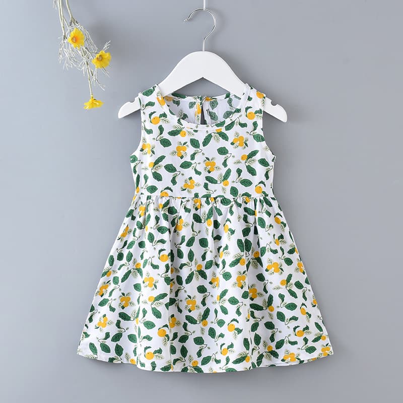 Children's summer floral princess dress, beach dress, 2025 summer new style cotton suspender vest dress