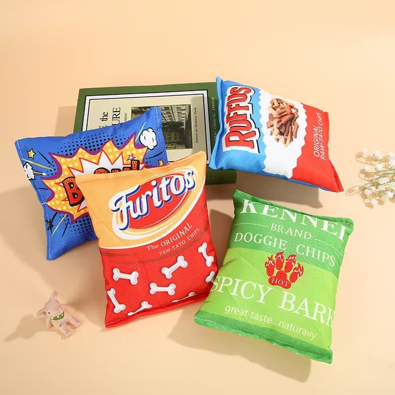 Simulated Chip Crinkle Pet Toy for Dogs and Cats, Interactive Sound Paper Plush for Boredom Relief and Teeth Grinding
