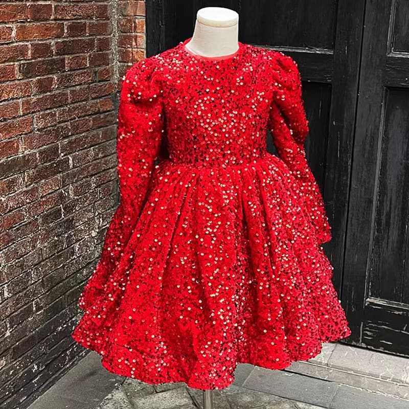 Children's Formal Dress Party Gown French Princess Dress Little Girl Host Performance Costume Kids Evening Dress Piano Recital