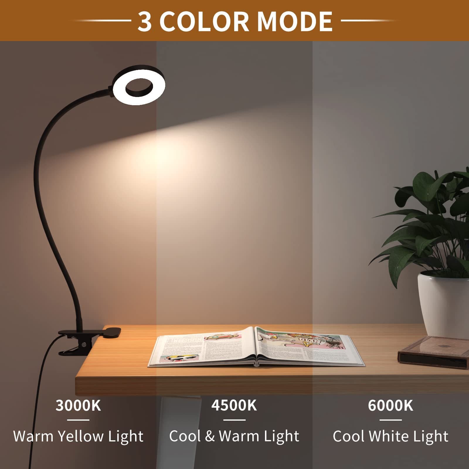 LED desk lamp eye protection learning reading manicure facial tattoo eyebrow embroidery selfie supplement light magnifying glass desktop clip lamp