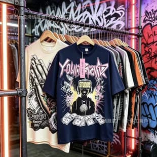 1688 Clothing Wholesale 350g Export Cross-Border European American Big Size Men's Cotton T-Shirt Trendy Large Print Short Sleeve