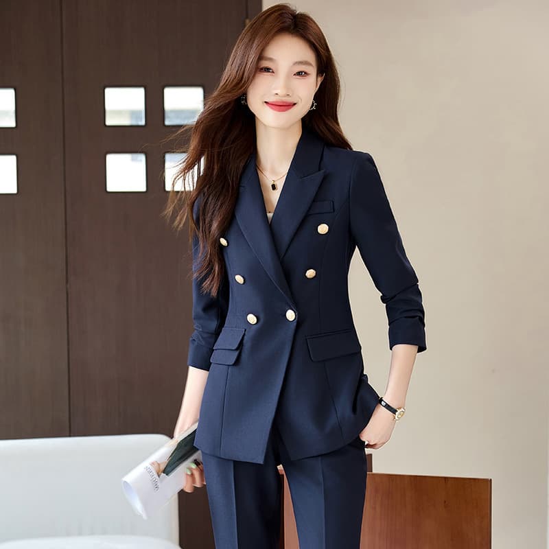 2025 Fall/Winter Double-Breasted Premium Suit Set Civil Service Interview Professional Formal Wear OL Blazer Pants