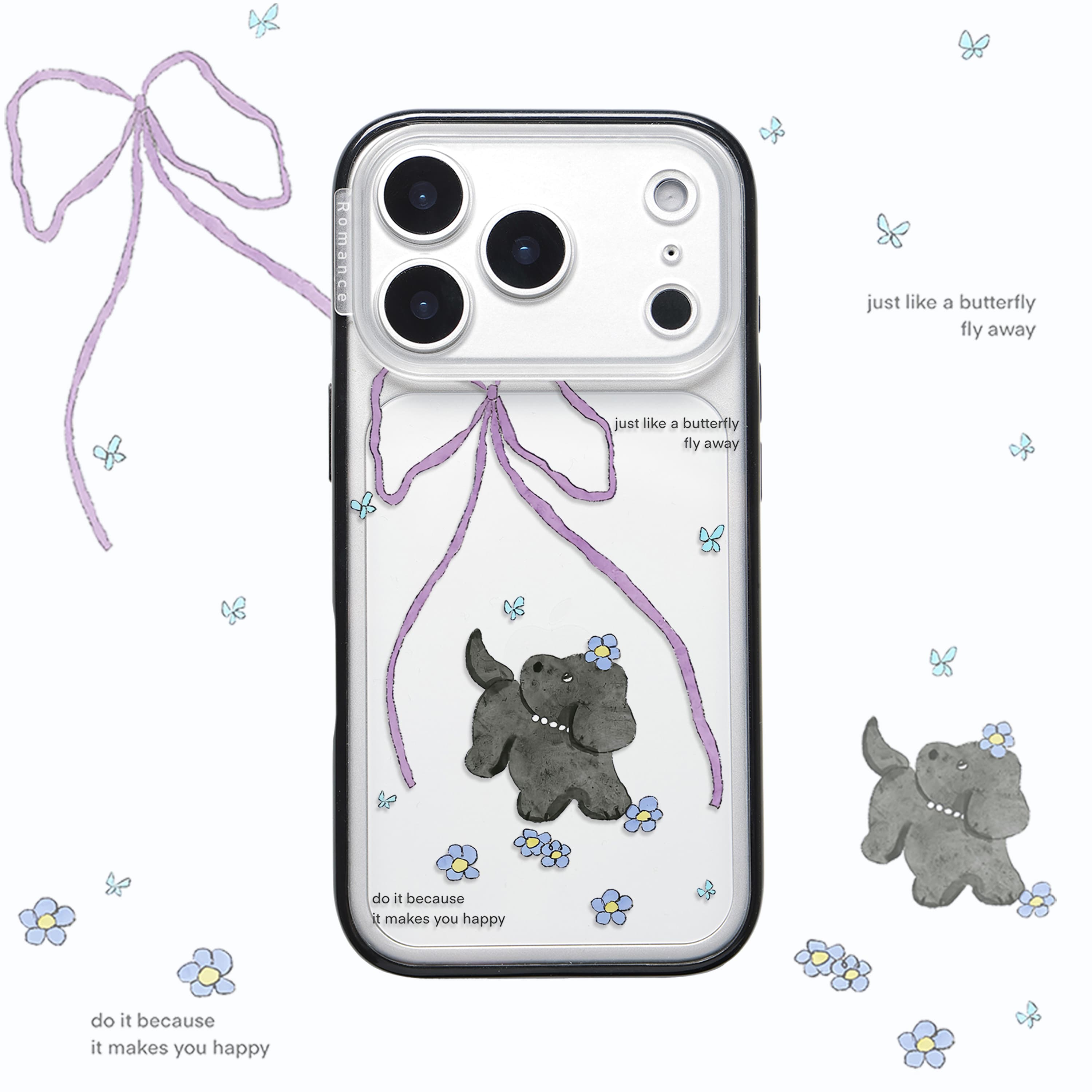 Lens all-inclusive for Apple 17promax mobile phone case iphone17pro looking back puppy 17 transparent 16pro