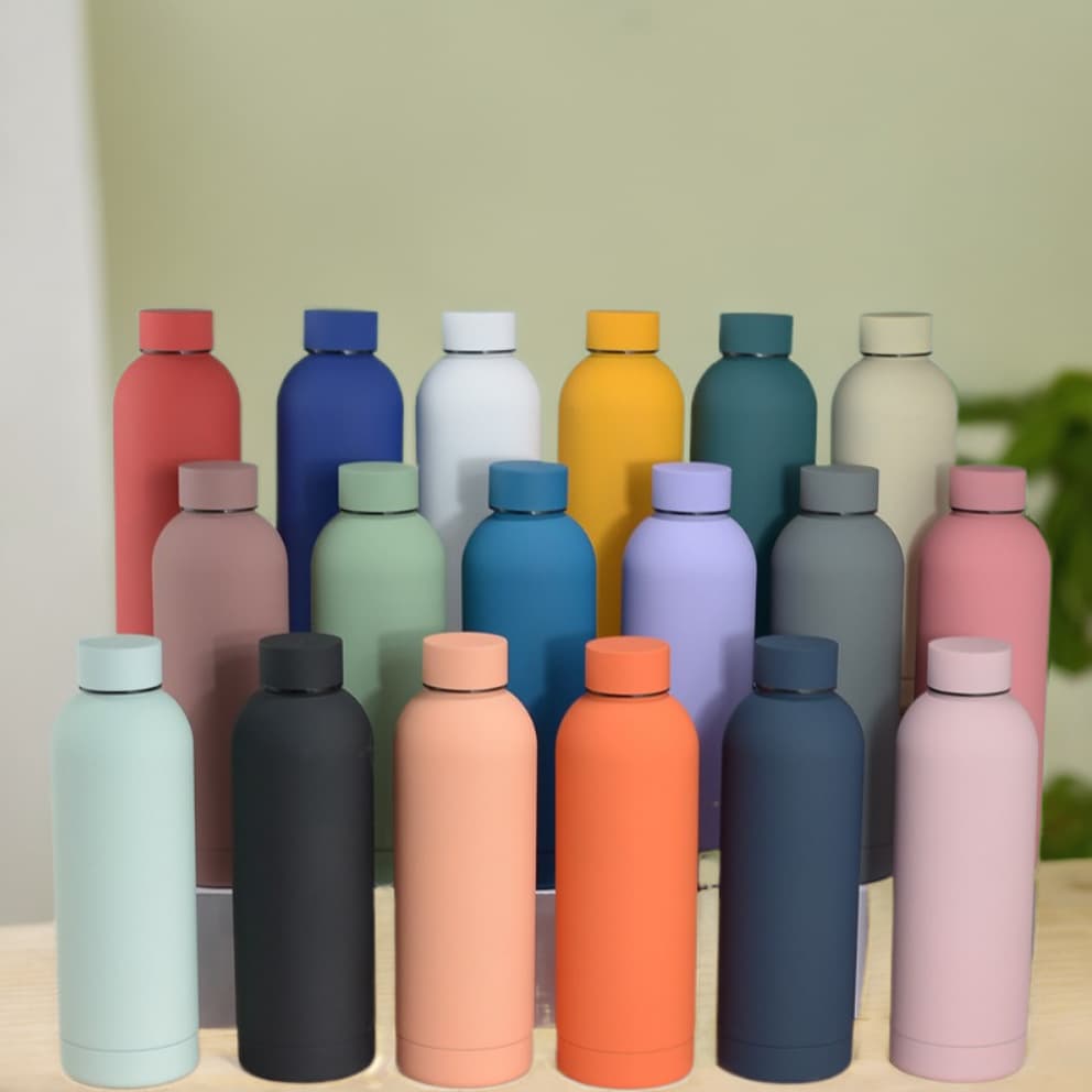New Rubber Paint Narrow Mouth Bottle Sports 304 Stainless Steel Double-Layer Vacuum Insulated Cup Outdoor Portable Sports Water Bottle