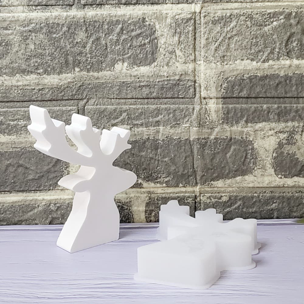 S1984 Christmas Reindeer Figurine Decoration Cement Plaster Mold DIY Silicone Mold