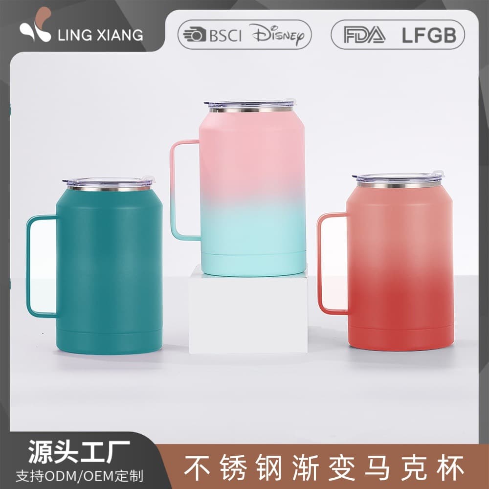 New Cross-Border 32oz 50oz Beer Growler with Handle Double-Wall Stainless Steel Flip Straw Lid Handle Cup