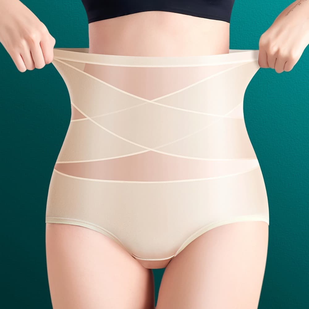 Seamless high-waist waist-cinching body-sculpting tummy control pants for women thin tight breathable shaping underwear cross bandage shaping pants.