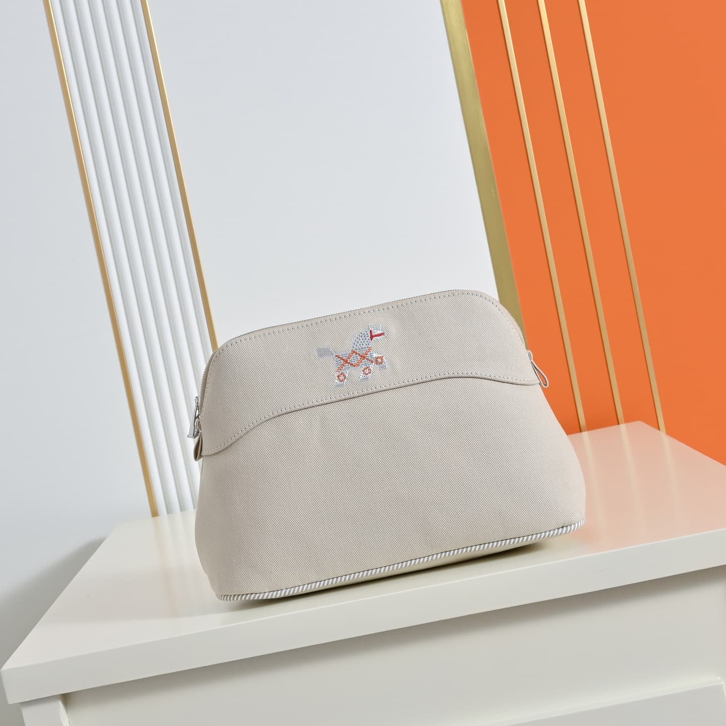 H's colorful childlike embroidered pony cosmetic bag waterproof canvas portable toiletry bag large capacity travel storage bag