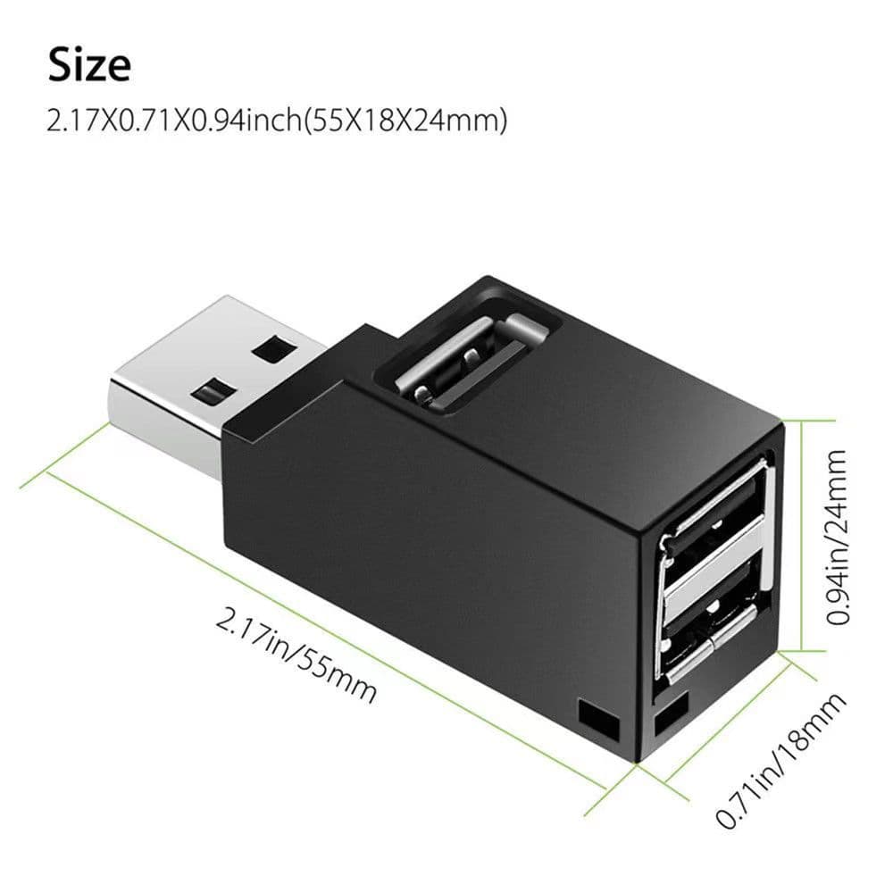 Plug-and-Play Portable Multi-Interface Hub Splitter, USB 3.0 High-Speed Hub with Three Ports, One-to-Three