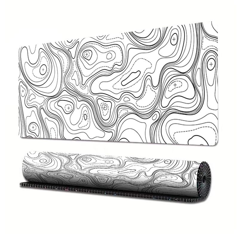Oversized Mouse Pad Extra Large Desk Mat with Topographic Contour Texture, Stain-Resistant Computer Desk Pad, Mousepad