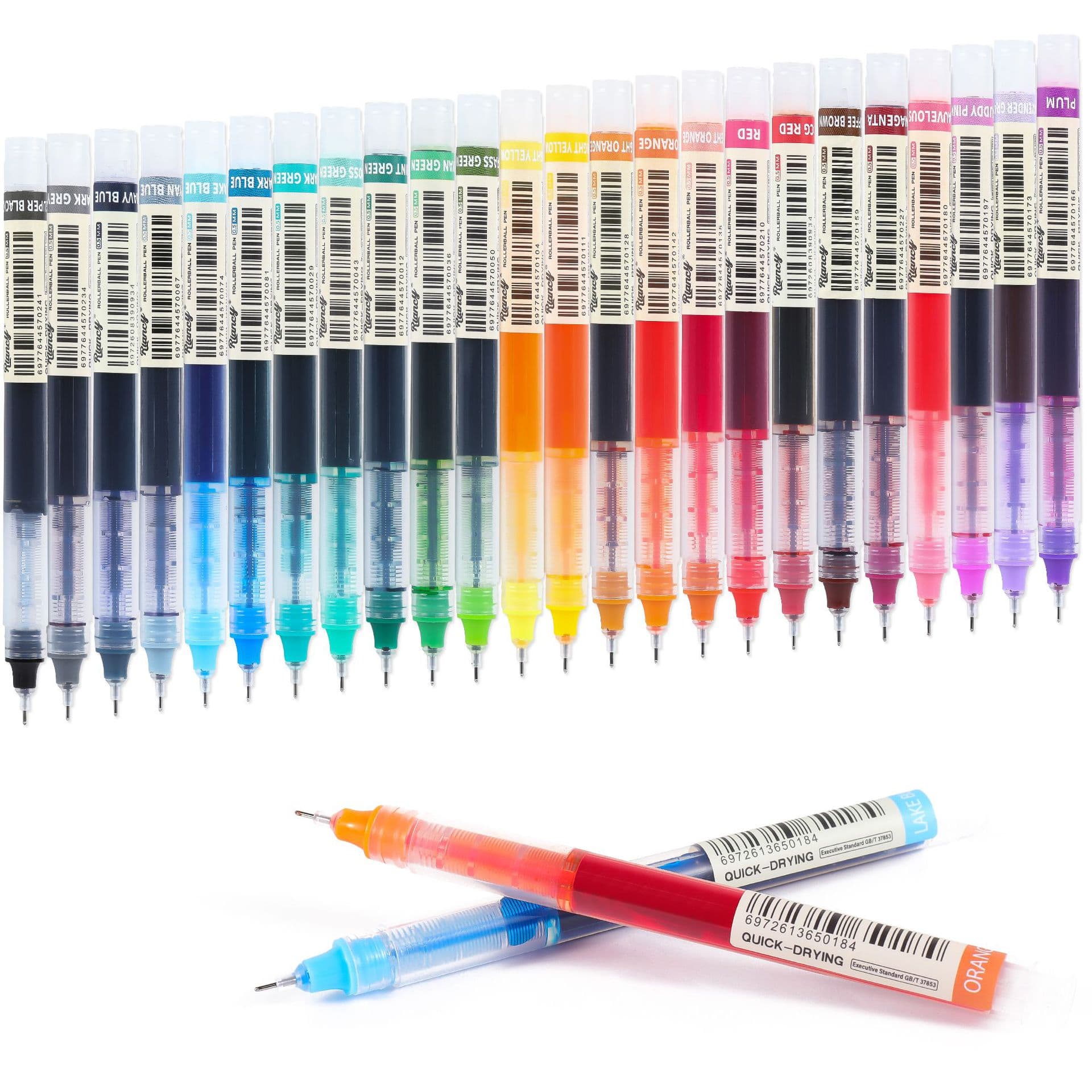 Colorful Direct Liquid Rollerball Pen Gel Pen Student Colorful Pen for Note-Taking Quick-Dry Blue Water Pen Black Journal Pen