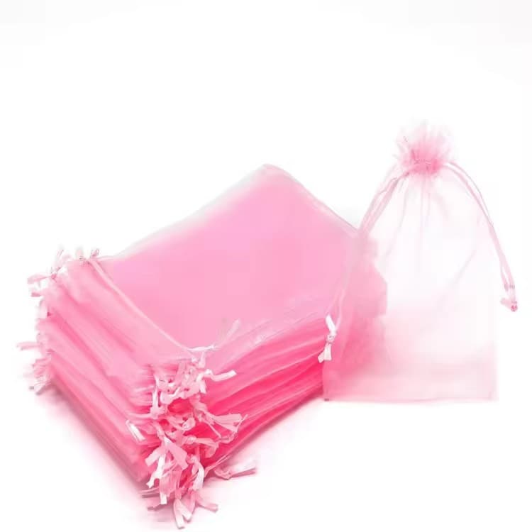 In-Stock Wholesale Solid Color Transparent Organza Bags Drawstring Gift Candy Organza Bags Jewelry Packaging Mesh Bags