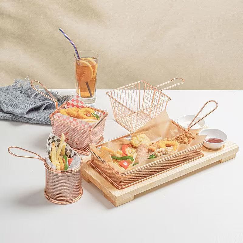 304 Stainless Steel French Fry Basket Fried Food Plate Plating Fried Chicken Creative Snack Plate French Fry Basket Fried Chicken Basket