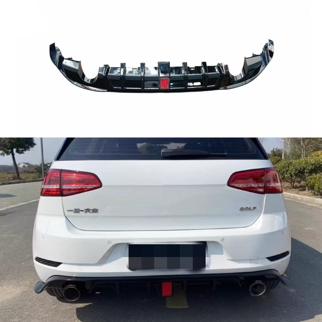 For Volkswagen Golf 7.5 TCR with Square Light Rear Lip Diffuser, No-Damage Installation Modified Body Kit