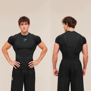 GYMSHARK / ONYX V1 Men's T-Shirt, Stretch Crew Neck Short Sleeve Tight Top for Sports Fitness Training