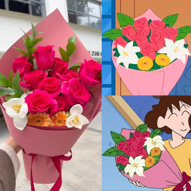 Brilliant 157g thickened styling paper Guangzhi sends beautiful flowers with the same style of flower wrapping paper florist shop floral materials