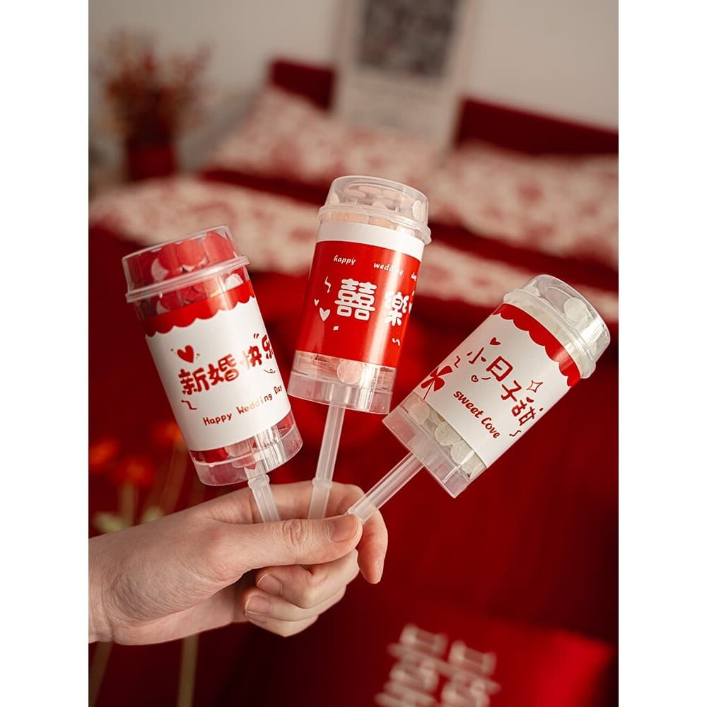 Wedding Push-Pop Confetti Cannon Handheld Mini Party Popper for Engagement, Marriage Registration, Birthday Party, Flower Petal Tube