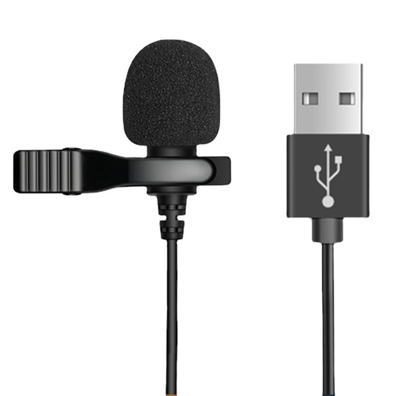 USB Clip-on Microphone for Live Streaming, Recording, Meetings, 1.5m Cable, Computer Laptop Mic