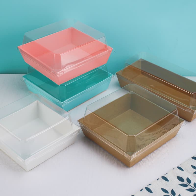 Wholesale Transparent Paper-Plastic Box for Sandwich, Mochi, Meat Floss Cake, Pastry, Cake, and Bread Baking Packaging