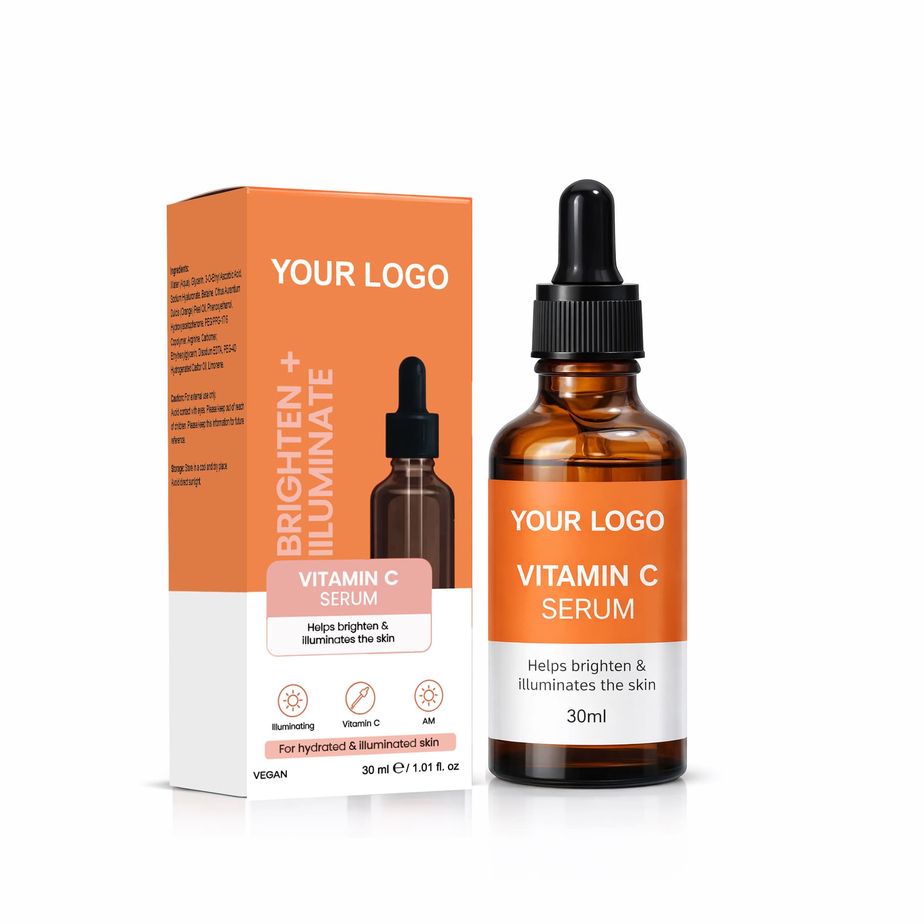 In-Stock Cross-Border Daily-Use Vitamin C Essence Without Logo, Neutral 30ml Vc Original Solution Face Serum