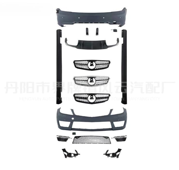 For Mercedes-Benz C-Class to C63 Body Kit W204 Facelift to C63 AMG Front Bumper Rear Bumper Hood Fender Wide Body Kit