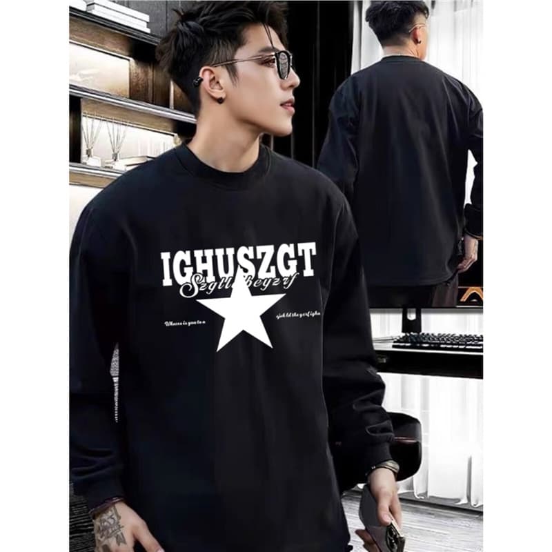 Small Design Sense Letter Print Long Sleeve T-Shirt Men Ins Spring Trend Brand Street Style Inner Wear Base Layer Top