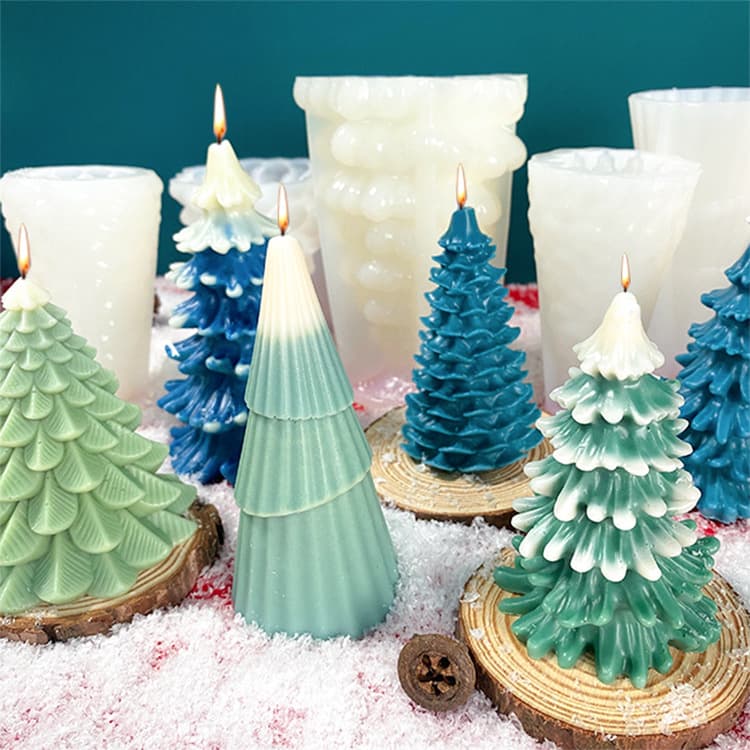 Wow Christmas Tree Aromatherapy Candle Silicone Mold DIY Diffuser Plaster Handmade Soap Ice Pine Tree Mold