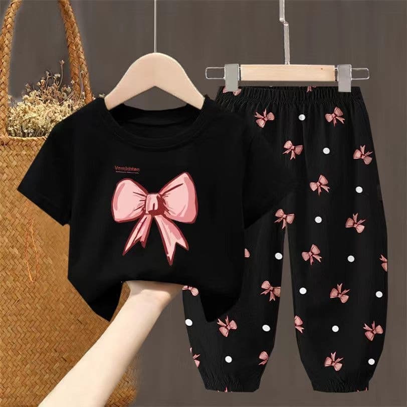 Girls Summer Bowknot Dress Set New Fashionable Toddler Kids Trendy Summer Clothes Single/Two Pieces