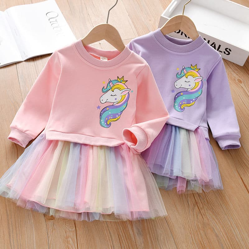 Girls' Sweater Dress Autumn New Style, Baby Autumn Tulle Dress, Princess Dress for Girls, Spring Autumn Children's Autumn Dress