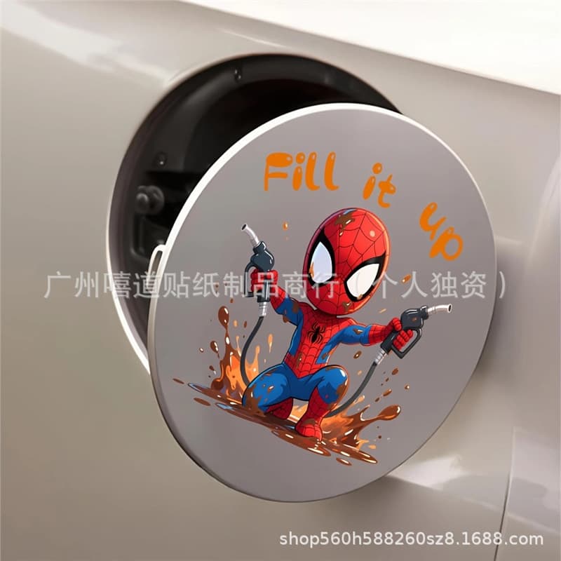 Cross-border Christmas theme Spider-Man car sticker - PVC Marvel fuel tank cap sticker suitable for cars and trucks