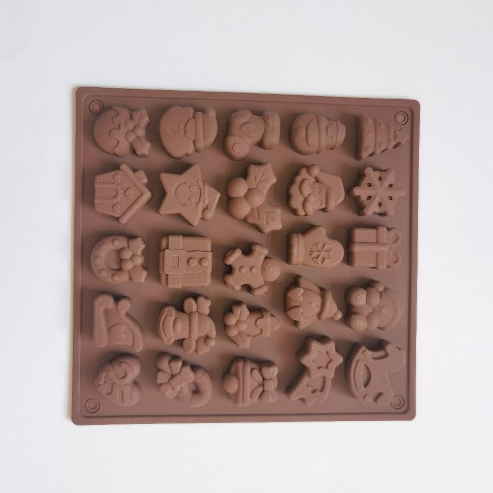 25 Even Christmas Chocolate Cake Mold Cookie Mold Non-Stick Silicone Jelly Candy Mold Baking Grinder DIY