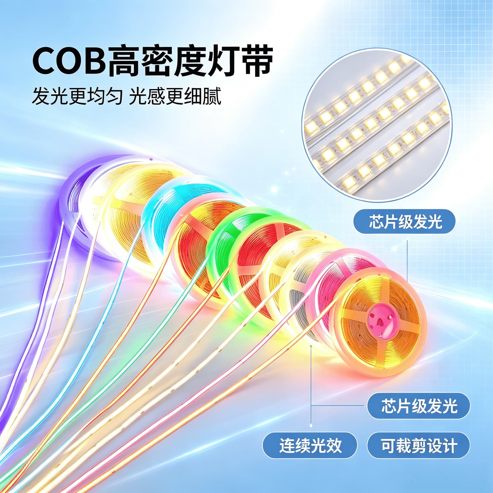 Low Voltage COB LED Strip Light Bare Board Self-Adhesive Long Strip 12V 24V Cabinet Light Aluminum Channel Silicone Engineering Line