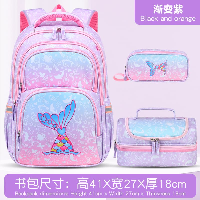 Serna New Amazon Backpack for Elementary Students Boys and Girls Large Capacity Lightweight Reduced Load Three-Piece Set Student Backpack
