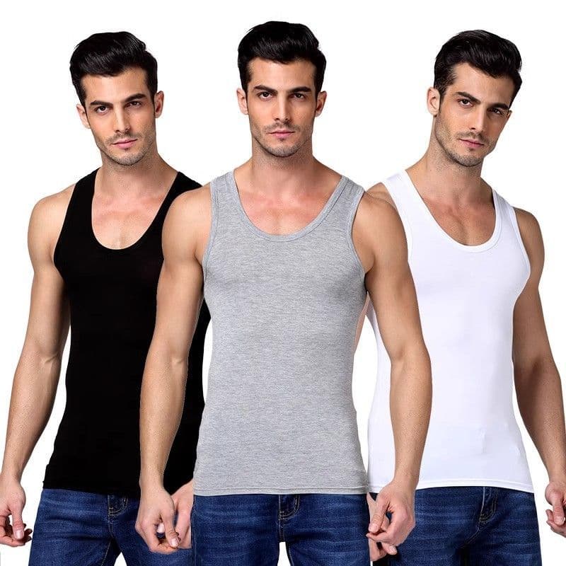 Men's pure cotton summer undershirt, sleeveless, slim fit, factory wholesale and dropshipping.