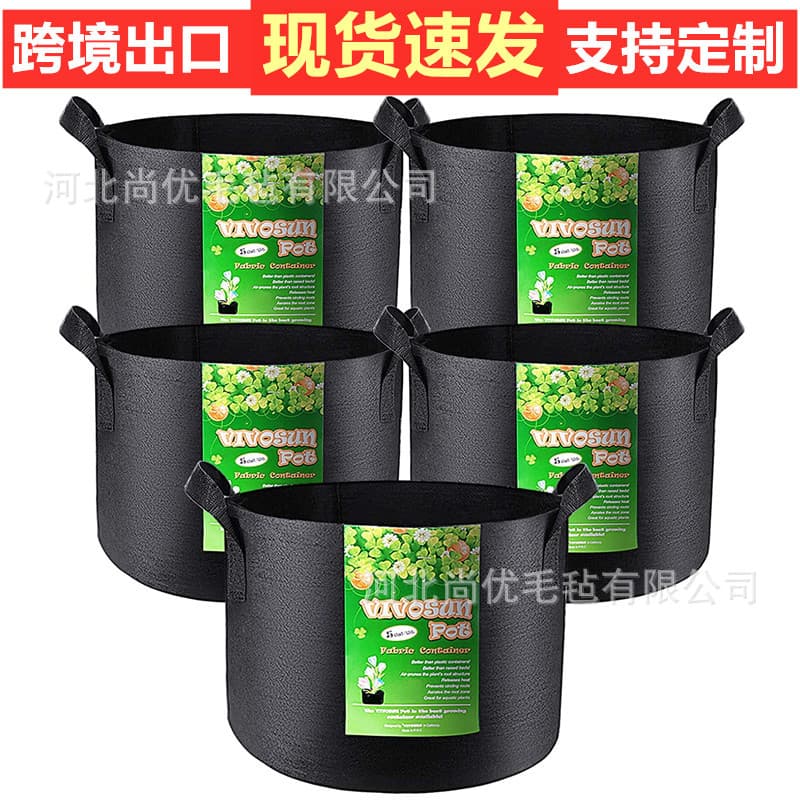 In Stock Cross-Border Factory Amazon Felt Plant Growth Bag Plant Bucket Seedling Bag Flower Pot Planting Bag