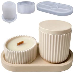 Three-Piece Plaster Wax Jar Silicone Mold DIY Resin Desktop Decor Tray Vase Cake Creative