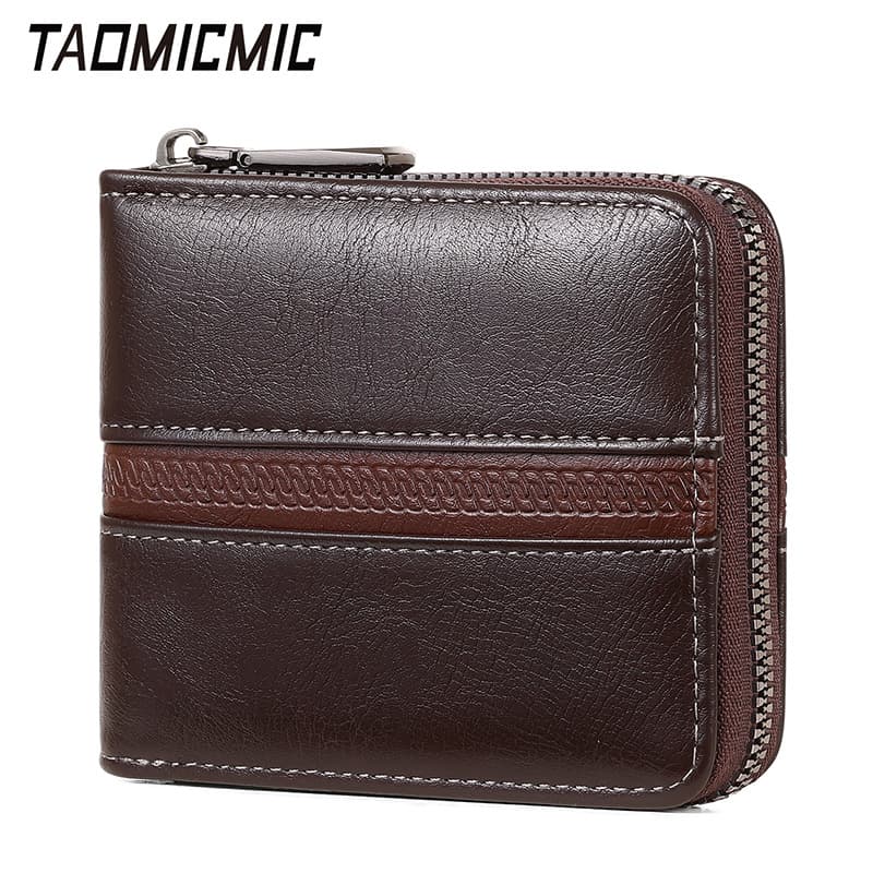 Creative stitching ultra-thin short men's wallet with large cash slot Cross-border simple solid color large-capacity coin zipper bag