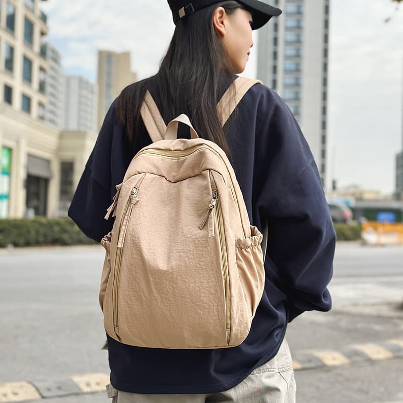2025 New Washed Canvas Backpack for Women College Student Casual Travel Bag Harajuku Solid Color Simple Laptop Backpack