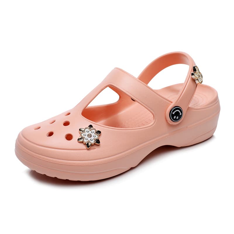 Women's Clog Sandals Summer Thick Sole Garden Shoes Flat Non-slip Pregnant Women Outdoor Waterproof Closed Toe Casual Beach Shoes