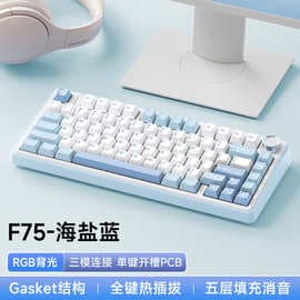 AULA F75 Custom Mechanical Keyboard Gasket Structure Hot-Swappable Full Keys Tri-Mode Bluetooth Esports