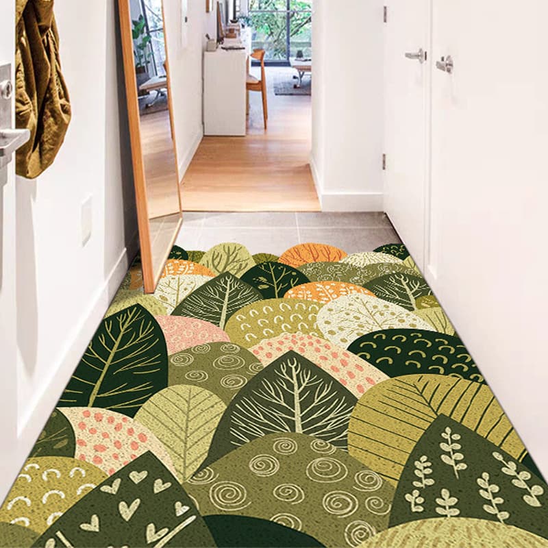 Green plant silk circle floor mats for home entrance door floor mats, entrance door mats, and cuttable pvc floor mats at the door
