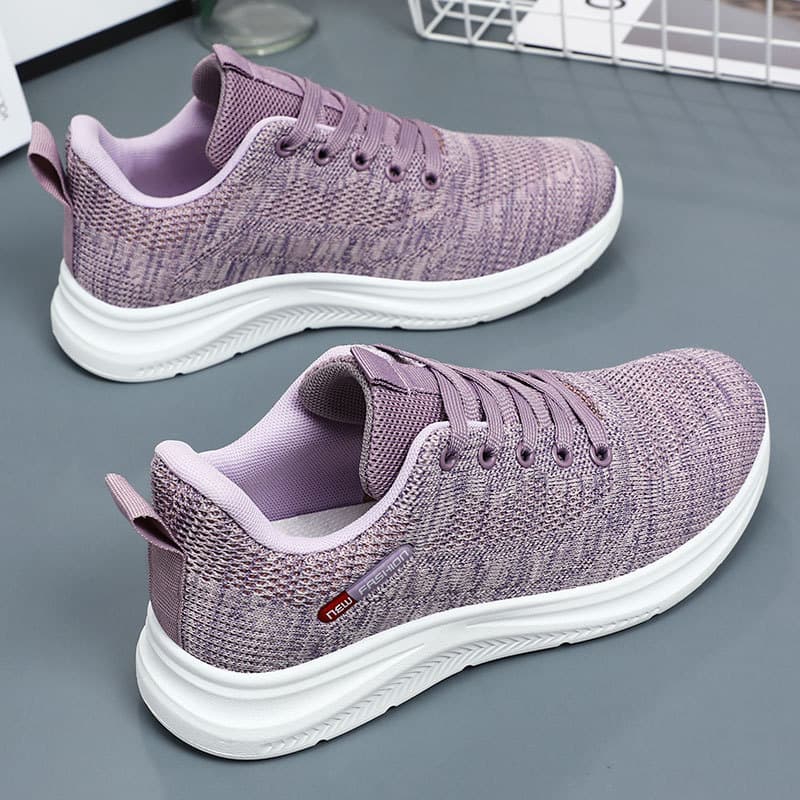 Women's Shoes 2026 Summer New Style Cross-Border Flyknit Women's Shoes Soft Sole Casual Athletic Shoes