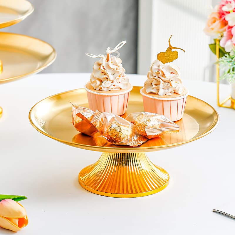 Elevated Fruit Plate Light Luxury Home Living Room Coffee Table Snack Plate Stainless Steel Pastry Candy Fruit Plate Reception Display Plate