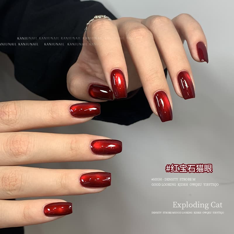 Kanew Ruby Cat Eye Gel Polish 2026 New Autumn Winter Pigeon Blood Crystal Glass Bead Mirror Finish Gel