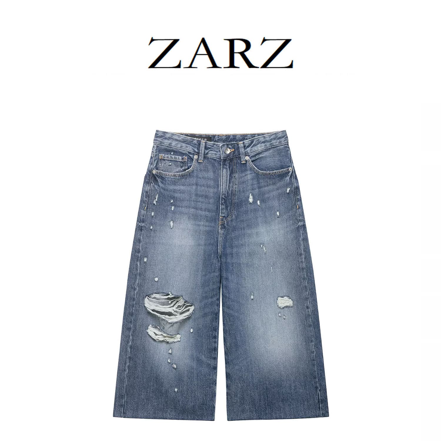 ZARZ homemade European and American style new women's clothing ripped mid-waist denim casual shorts 3607/207